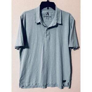 Orvis Shirt Men's Sz M Blue Polo 100% Cotton Fly Fishing Peru Casual Classic